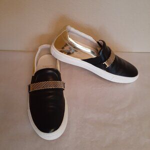 Lanvin Paris Block Leather Slip on Sneakers
